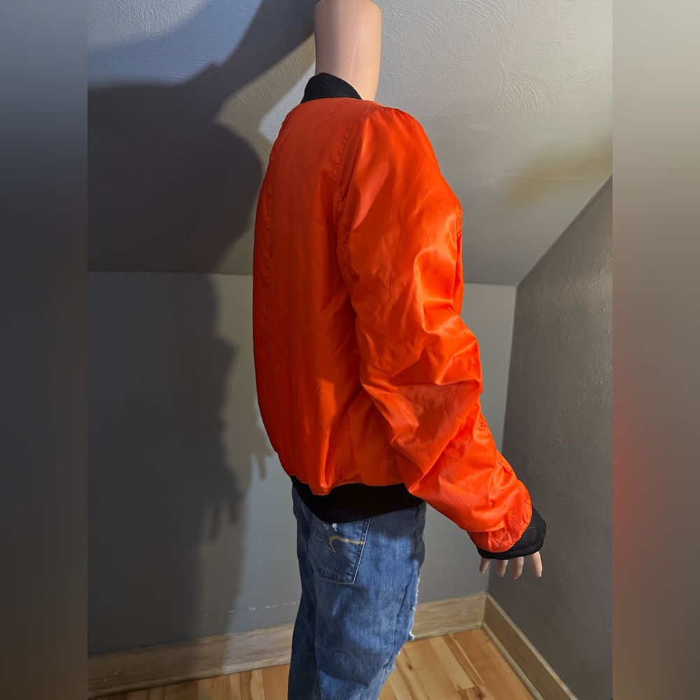 Red Fox Orange Bomber Jacket Women’s Large Zip Front GUC - Picture 4 of 8
